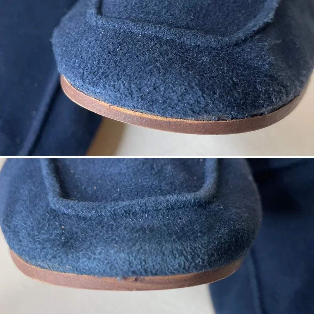 Kenneth Cole Dean Navy Unlined Suede Flexible Penny Loafer Flats Size 6